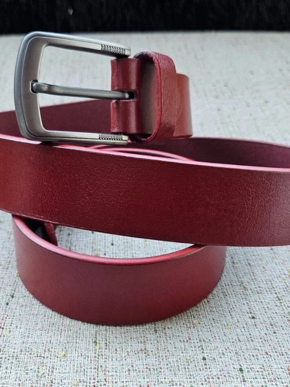 Handmade Belt Genuine Leather Red Unisex Waistband Pin Buckle Size 38 in NEW